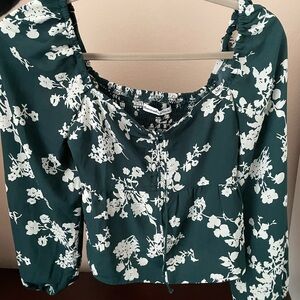Abercrombie & Fitch Dark Green Floral Blouse
